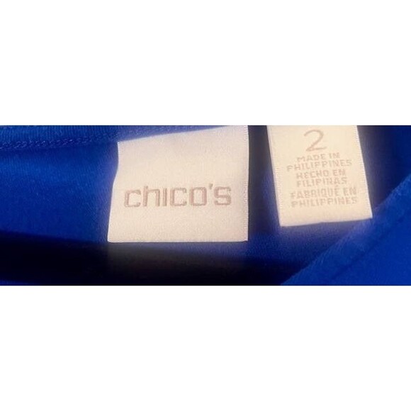 Chico's 2 L 12 14 Royal Blue Preston Pleated Back Short Sleeve Loose Fit Top - Picture 6 of 6